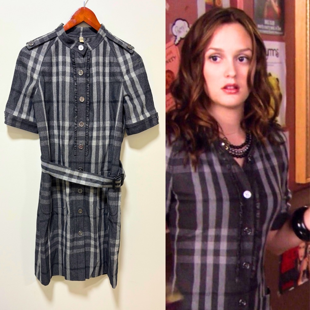 Authentic Burberry Dress ASO Blair Waldorf Gossip Girl RARE Plaid Gray Size 6 - Picture 2 of 11